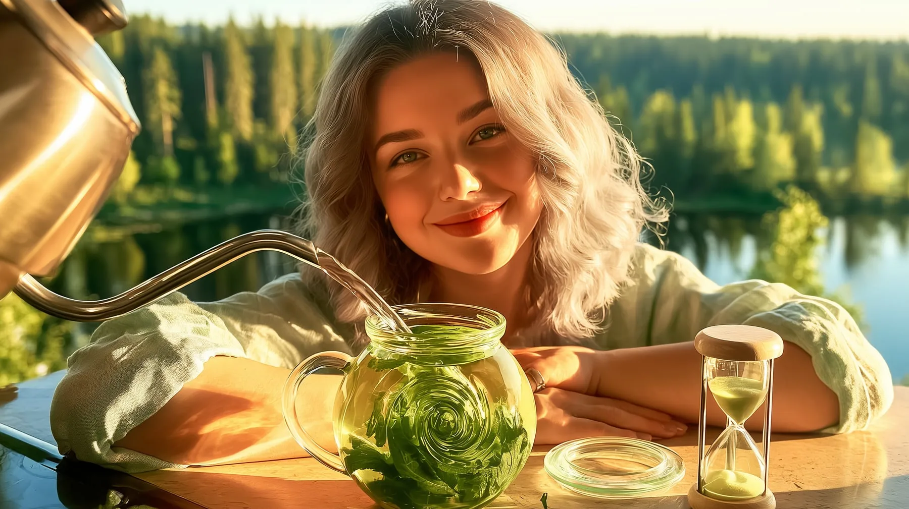 Заваривание иван-чая в стеклянном чайнике